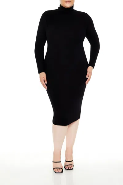 Forever 21 Plus Size Faux Gem Midi Sweater Dress In Black