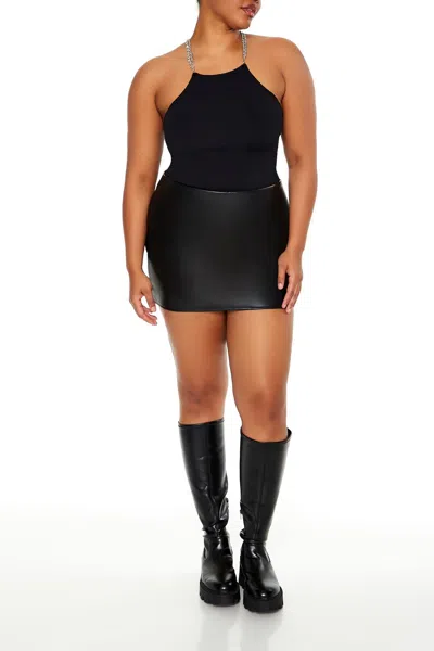 Forever 21 Plus Size Faux Gem Sweater-knit Bodysuit In Black
