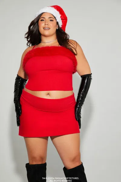 Forever 21 Plus Size Mean Girls Faux Fur Sweater-knit Cami In Red