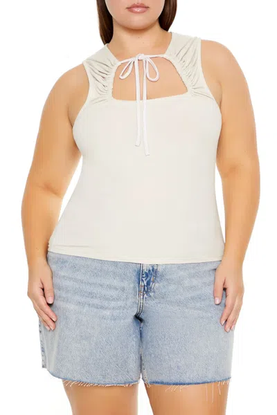Forever 21 Plus Size Ruched Cutout Tank Top In White