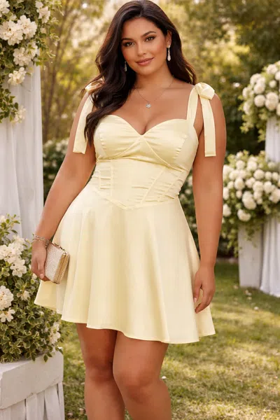 Forever 21 Plus Size Satin Bow-strap Mini Dress In Yellow