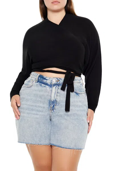 Forever 21 Plus Size Sweater-knit Wrap Top In Black