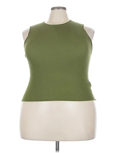 Pre-owned Forever 21 Plus Tank Top Green Halter Neckline Tops