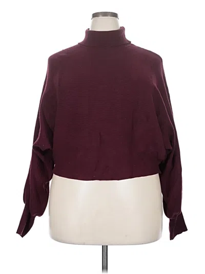 Pre-owned Forever 21 Plus Turtleneck Sweater In Burgundy