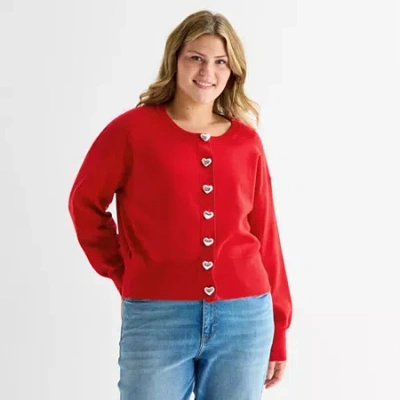 Forever 21 Plus Womens Crew Neck Long Sleeve Pullover Sweater In Red