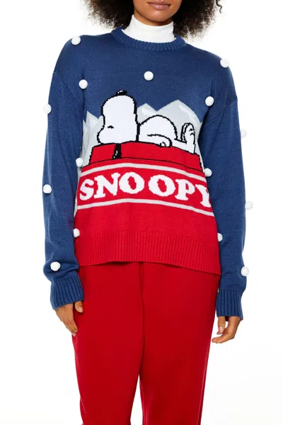 Forever 21 Pom Pom Snoopy Sweater In Blue