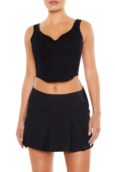 Forever 21 Ponte Knit Corset Crop Top In Black