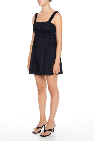 Forever 21 Poplin Babydoll Mini Dress In Black