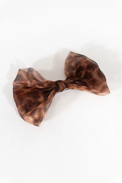 Forever 21 Printed Bow Hair Clip In Brown