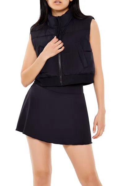 Forever 21 Quilted Cropped Vest In Black