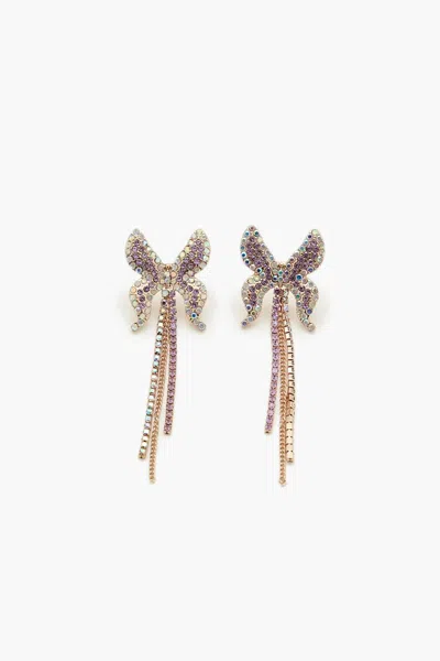 Forever 21 Rhinestone Butterfly Drop Earrings In Gold