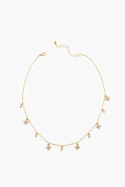 Forever 21 Rhinestone Cross Charm Necklace In Gold
