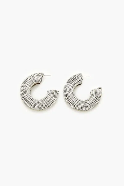 Forever 21 Rhinestone Hoop Earrings In White