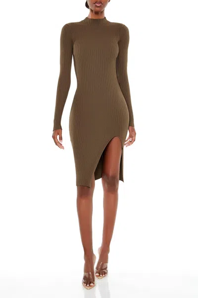 Forever 21 Ribbed Knit Midi Sweater Dress In Multi