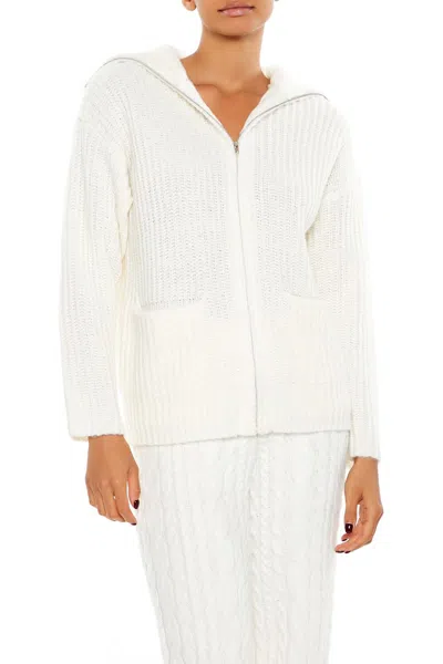 Forever 21 Ribbed Knit Zip-up Sweater In White