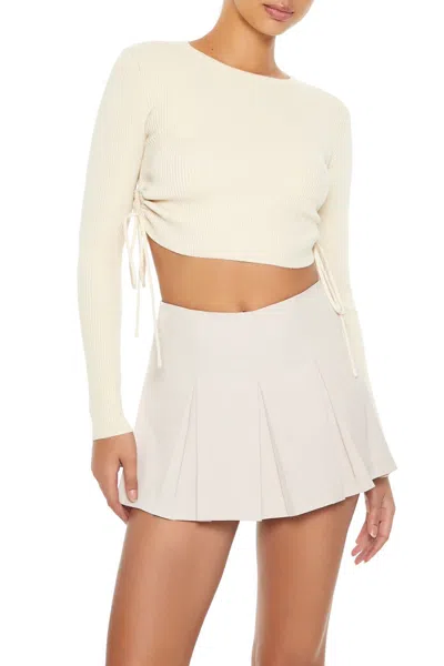 Forever 21 Ruched Cropped Sweater In White