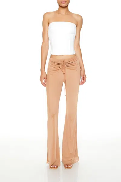 Forever 21 Ruched Drawstring Mesh Pants In Neutral