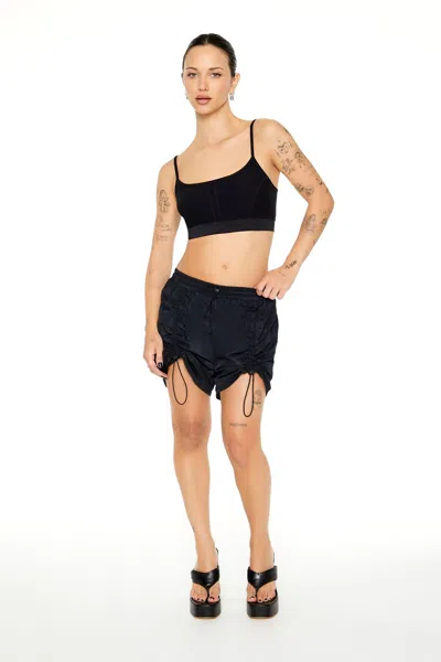 Forever 21 Ruched Toggle Drawstring Shorts In Black
