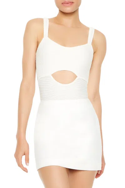 Forever 21 Seamless Cutout Bodysuit In White