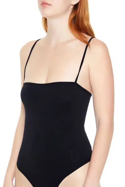 Forever 21 Seamless Thong Cami Bodysuit In Black