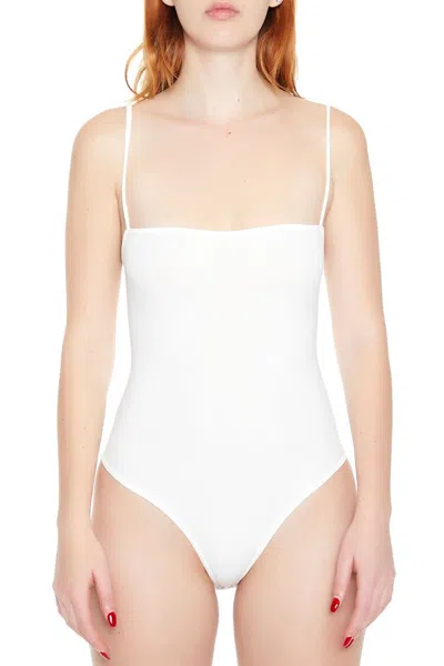 Forever 21 Seamless Thong Cami Bodysuit In White