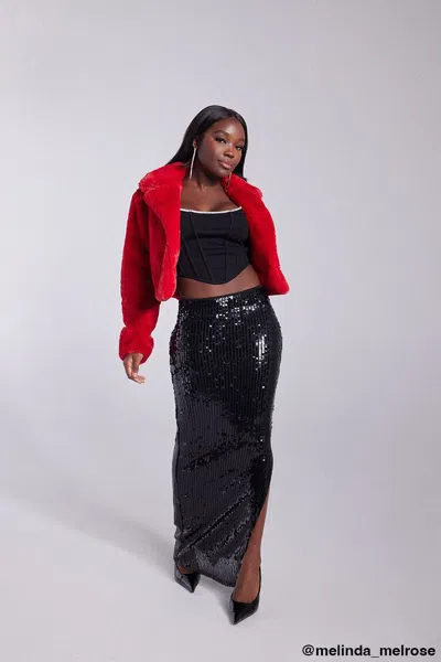 Forever 21 Sequin Leg-slit Maxi Skirt In Black