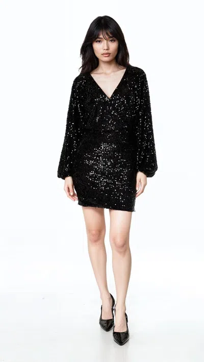 Forever 21 Sequin Surplice Mini Dress In Black