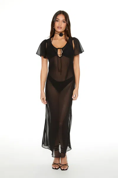 Forever 21 Sheer Chiffon Maxi Dress In Black