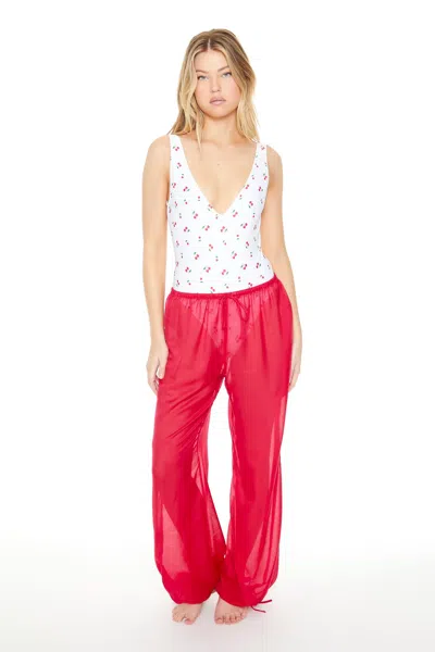 Forever 21 Sheer Swim Cover-up Pants In Pink