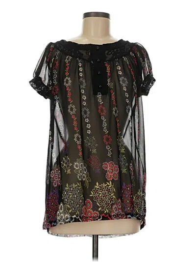 Pre-owned Forever 21 Short Sleeve Blouse In Black