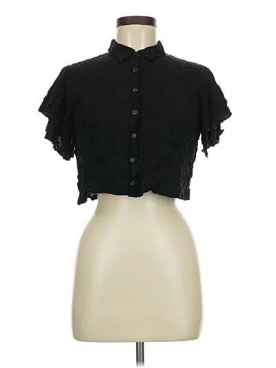 Pre-owned Forever 21 Short Sleeve Blouse In Black
