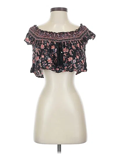 Pre-owned Forever 21 Short Sleeve Blouse In Black
