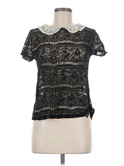 Pre-owned Forever 21 Short Sleeve Blouse In Black
