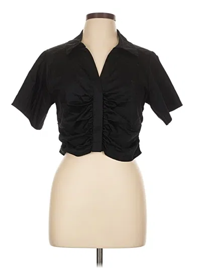 Pre-owned Forever 21 Short Sleeve Blouse In Black