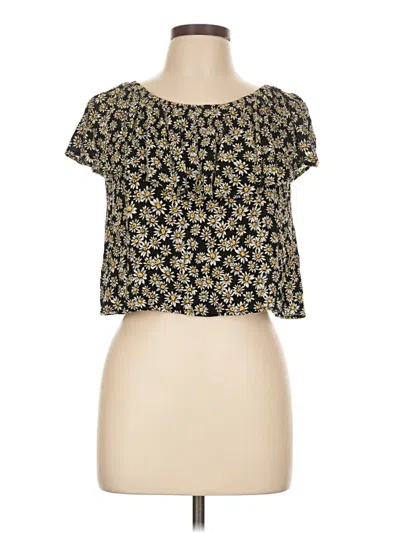 Pre-owned Forever 21 Short Sleeve Blouse In Black