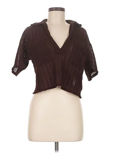 Pre-owned Forever 21 Short Sleeve Blouse In Brown