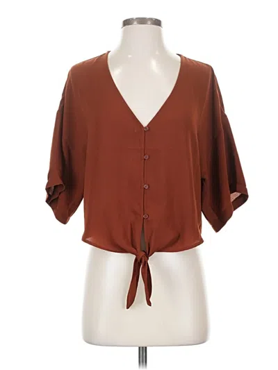 Pre-owned Forever 21 Short Sleeve Blouse In Brown