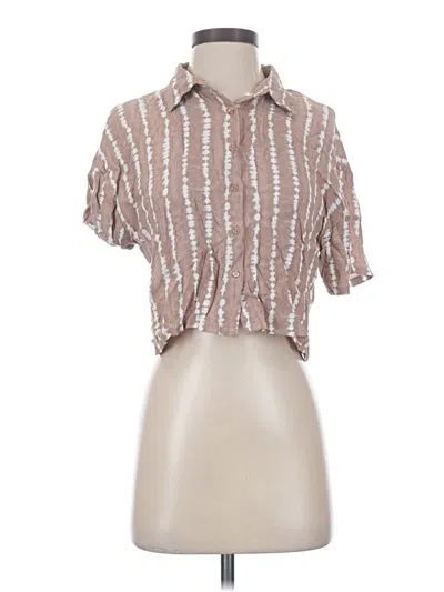 Pre-owned Forever 21 Short Sleeve Blouse In Brown