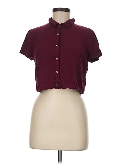 Pre-owned Forever 21 Short Sleeve Blouse In Burgundy