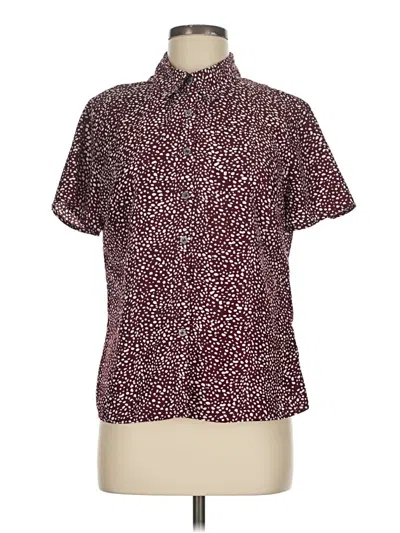Pre-owned Forever 21 Short Sleeve Blouse In Burgundy