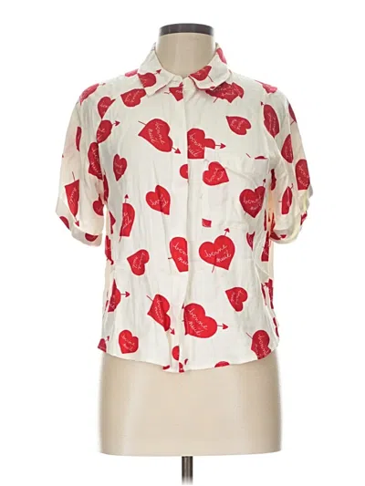 Pre-owned Forever 21 Short Sleeve Blouse In Ivory