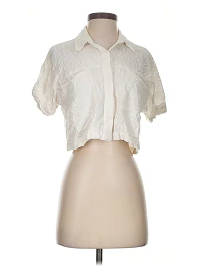 Pre-owned Forever 21 Short Sleeve Blouse In Ivory