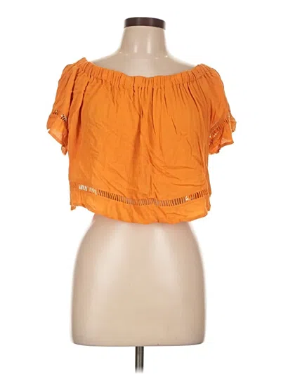 Pre-owned Forever 21 Short Sleeve Blouse In Orange