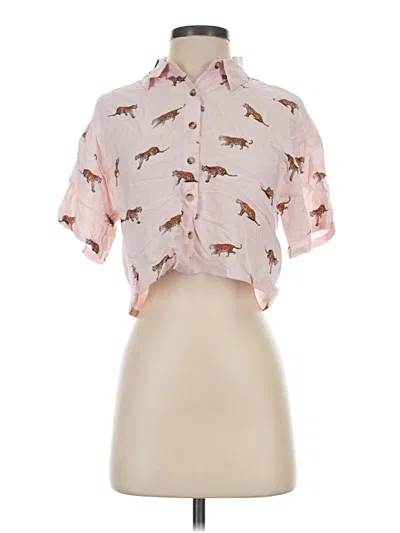 Pre-owned Forever 21 Short Sleeve Blouse In Pink