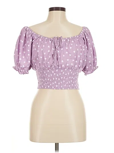 Pre-owned Forever 21 Short Sleeve Blouse In Purple