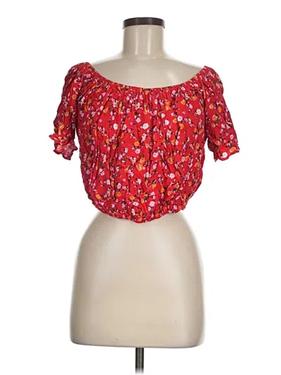 Pre-owned Forever 21 Short Sleeve Blouse In Red