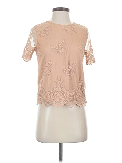 Pre-owned Forever 21 Short Sleeve Blouse In Tan