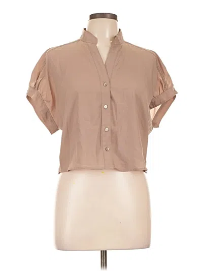 Pre-owned Forever 21 Short Sleeve Blouse In Tan