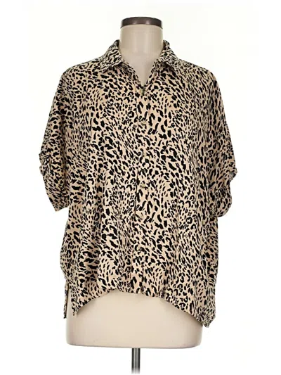 Pre-owned Forever 21 Short Sleeve Blouse In Tan