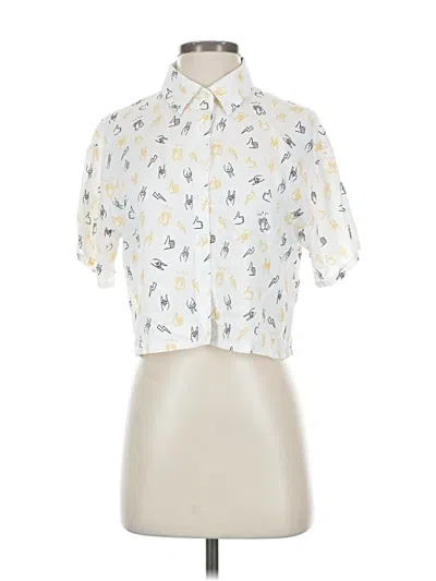 Pre-owned Forever 21 Short Sleeve Blouse In White